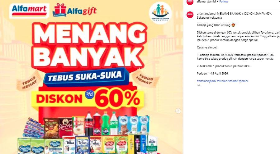 Belanja Hemat di Alfamart Jambi, Diskon Hingga 60 Persen