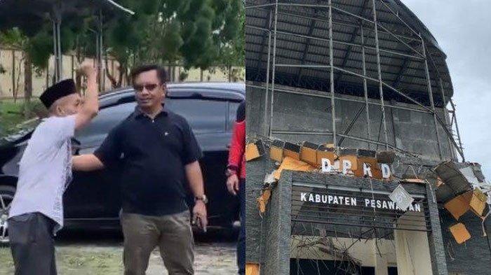 Gedung DPRD Pesawaran Roboh, Warga Protes Anggaran Rp1,3 Triliun Dewan Malah Cengar-cengir