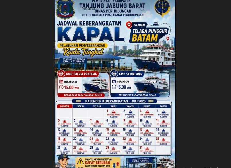 Tarif Kapal Kuala Tungkal-Batam Terbaru Juli 2026, Tiket Penumpang Mulai Rp178.500 - Tribunjambi.com