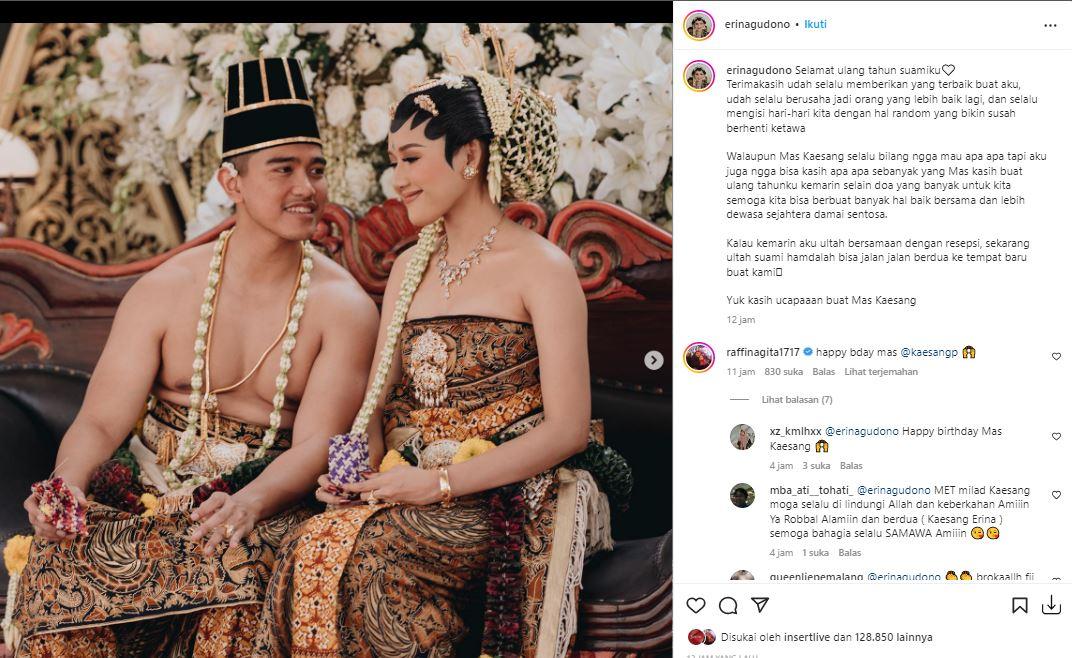 Pesan Menyentuh Erina Gudono untuk Kaesang Pangarep yang Berulang Tahun: Yang Terbaik