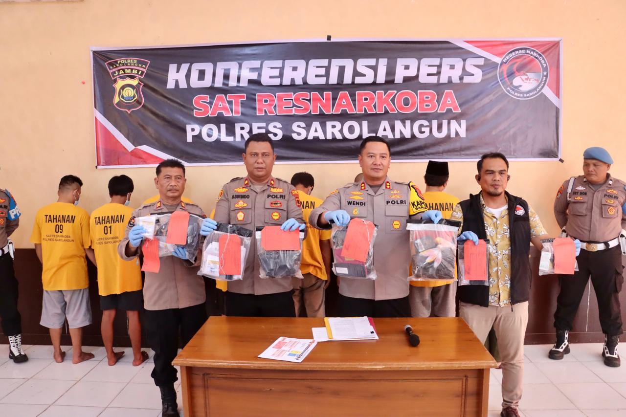 Polres Sarolangun Tangkap 9 Tersangka Narkoba, 146 Gram Sabu Disita