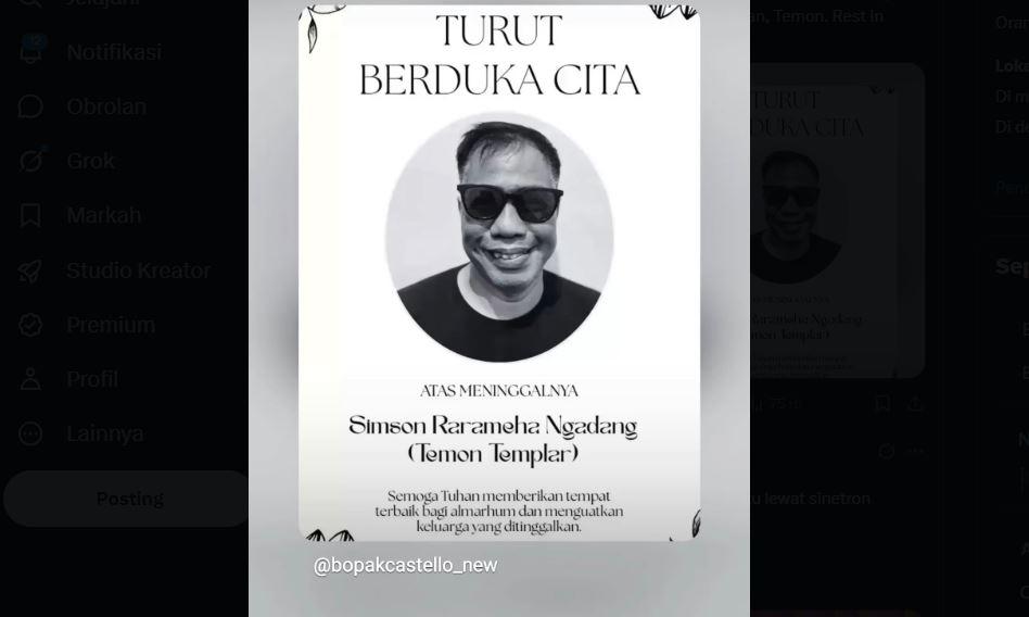 Komedian Temon Meninggal Dunia, Abdel Achrian Sampaikan Kabar Duka - Tribunjambi.com