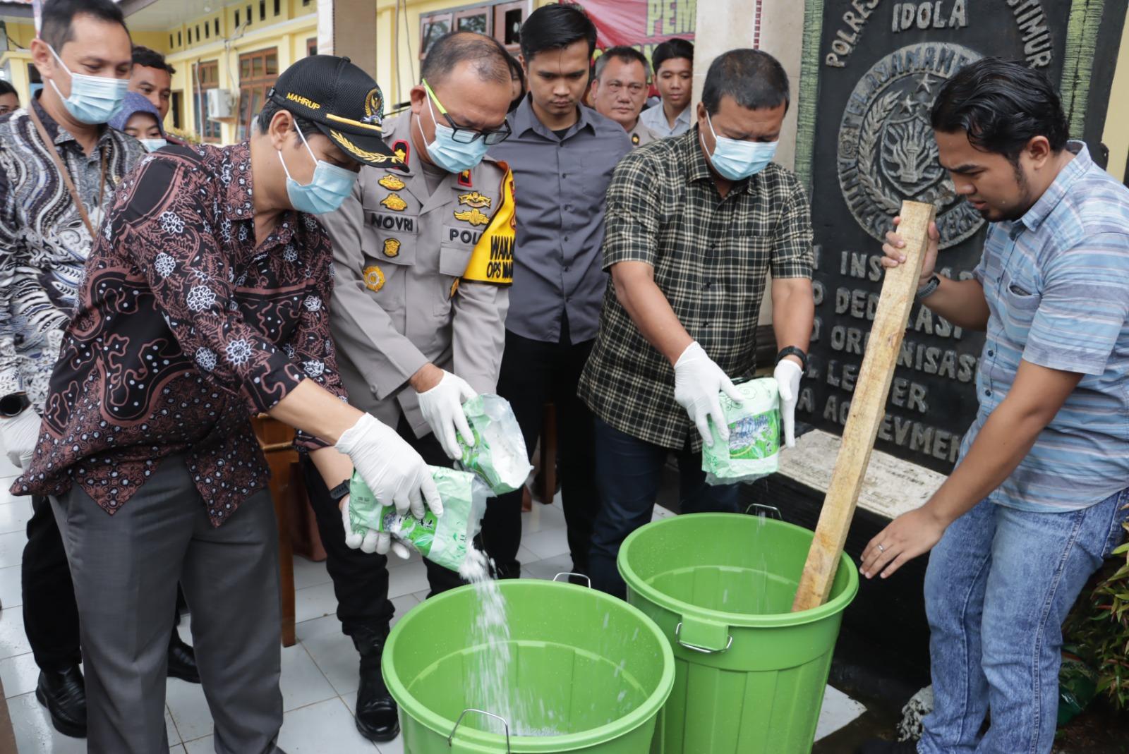 Polres Tanjab Timur Musnahkan Barang Bukti Narkotika Selama 2023