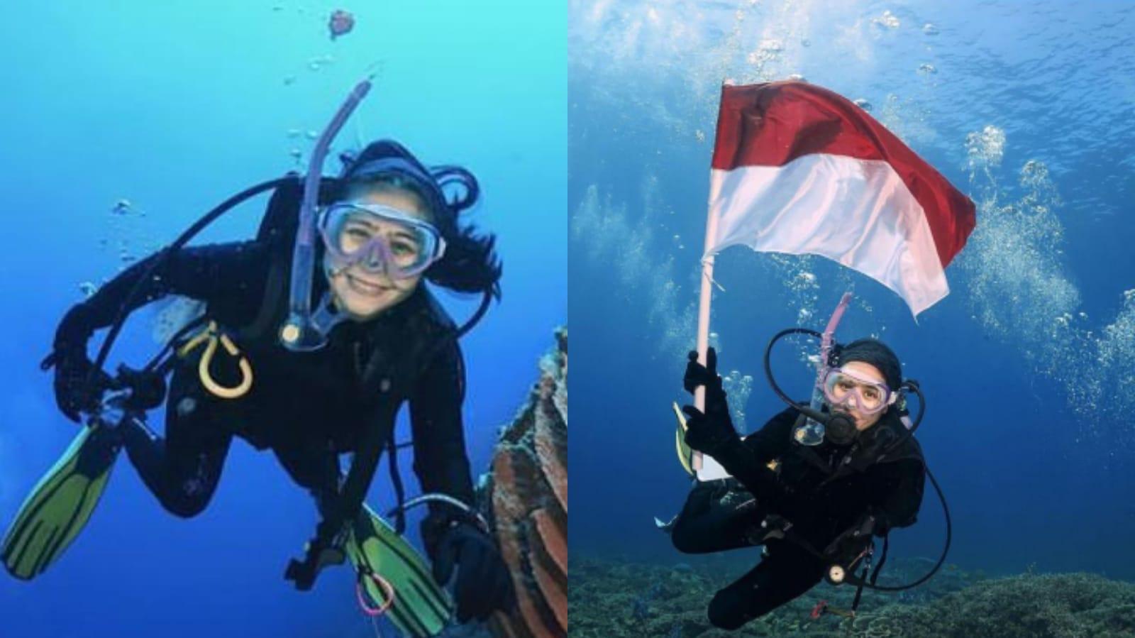 Prilly Latuconsina Banjir Pujian karena Bersihkan Sampah didalam Laut saat Rayakan HUT RI ke-78