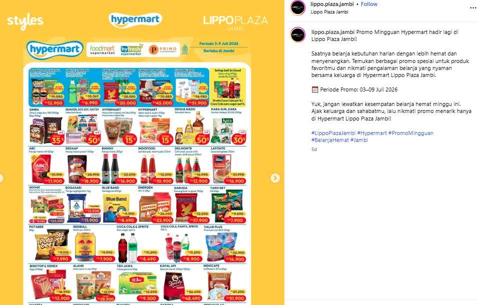 Promo Hypermart Lippo Plaza Jambi 9 Juli 2026, Cek Daftar Produk Diskon Minggu Ini - Tribunjambi.com