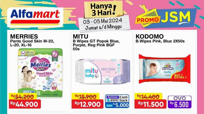 Promo JSM Alfamart Periode 3 - 5 Mei 2024: Dapatkan Cashback dan Ekstra Diskon dengan Gopay dan OVO