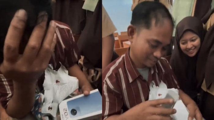 Viral Guru Menangis Karena Diberi HP oleh Muridnya