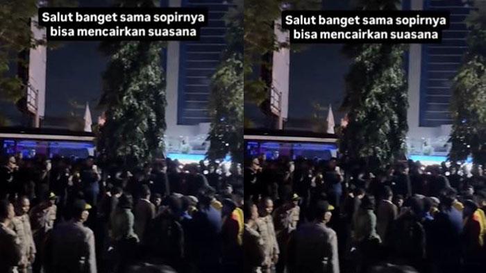 Viral Lagi Demo Serius, Bunyi Klakson Bus Cairkan Suasana