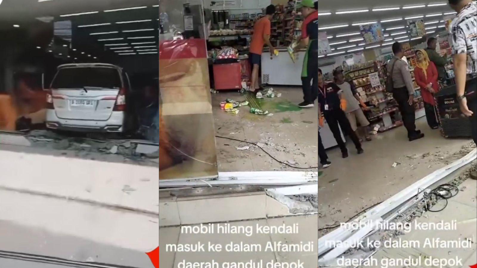 Viral Lansia Tabrak Minimarket di Depok hingga Kaca Pecah, Tak Sadar Injak Pedal Gas saat Gigi Maju