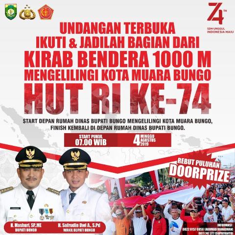 Ada Kirab Bendera 1000 Meter Kelilingi Kota Muara Bungo, Sambut HUT RI ke-74
