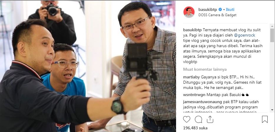 Ahok BTP Siap-siap 'Go Public', Mau Jadi Vloger, Ini Guru dan Jenis Kamera yang Bakal Dipakai