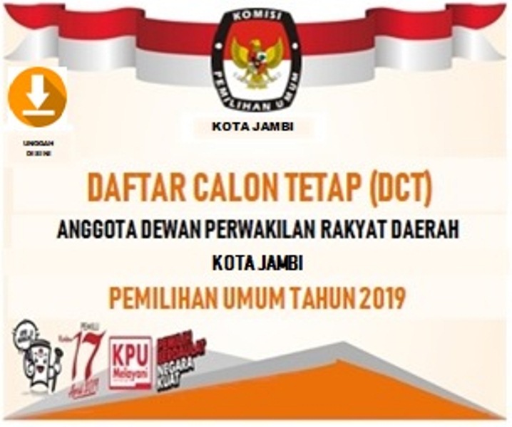Pengumuman Terbuka KPU Daftar Calon Tetap (DCT) Anggota DPRD Kota Jambi di Pemilu 2019