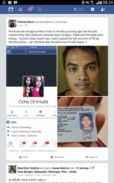FOTO: Krishna Murti Posting Akun Facebook Penipu yang Ia Tangkap, Ternyata