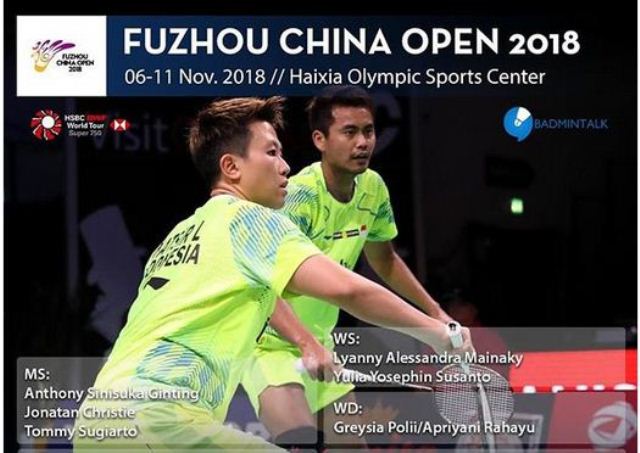 Badminton Hari Ini Link Live Streaming Fuzhou China Open 2018 7 Wakil Indonesia Mulai Main 11.50 WIB