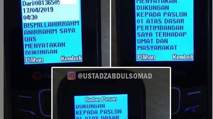 Fitnah Bertubi-tubi Pada Ustadz Abdul Somad Mulai Cuitan Said Didu Hingga SMS Ajak Pilih 01
