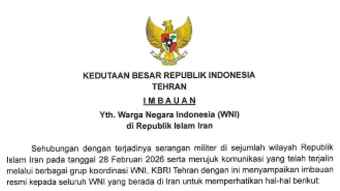 Imbauan Resmi KBRI Tehran untuk WNI terkait Eskalasi Konflik Israel dan Iran