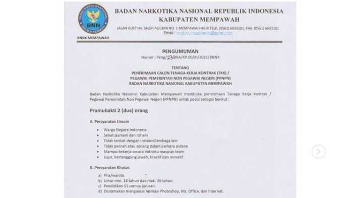 Lowongan Kerja BNN untuk Lulusan S1 Semua Jurusan