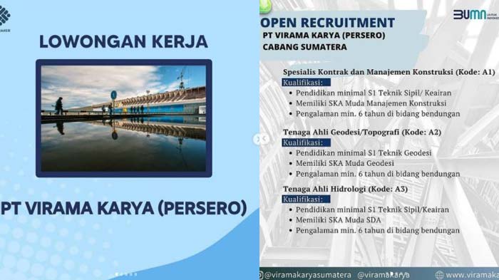 Lowongan Kerja BUMN Virama Karya untuk Lulusan S1, Tersedia 8 Posisi