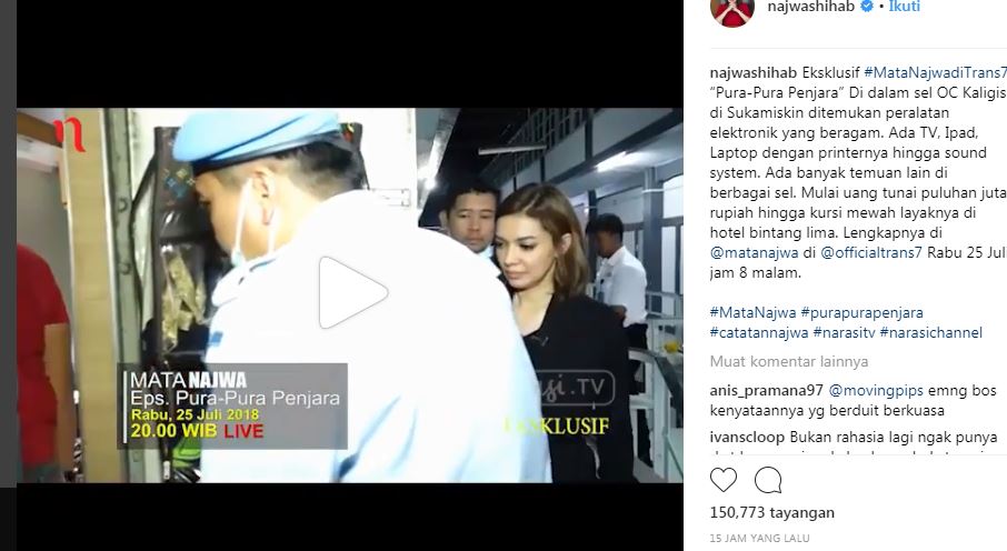 Najwa Shihab Temukan Alat Fitnes di Sel Lutfi Hasan, Gadget Mewah di Sel OC Kaligis