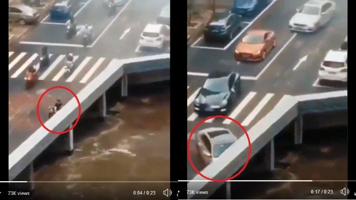Gegerkan Warganet, Video Mobil dan Motor Menghilang dari Jembatan yang Viral di Twitter