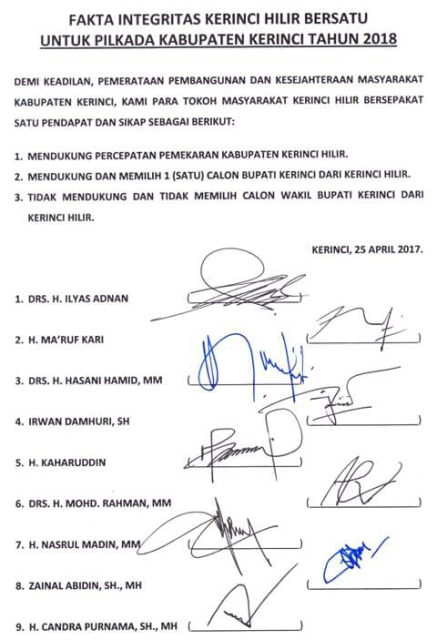 Pemuda Kerinci Hilir Sepakat Kawal Pakta Integritas