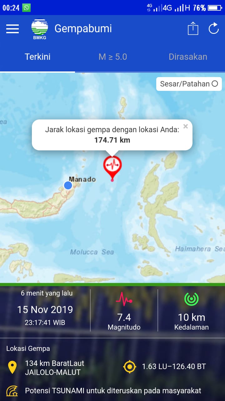 Update Gempa Manado 7,4 Dini Hari, ini Daerah yang Potensi Tsunami