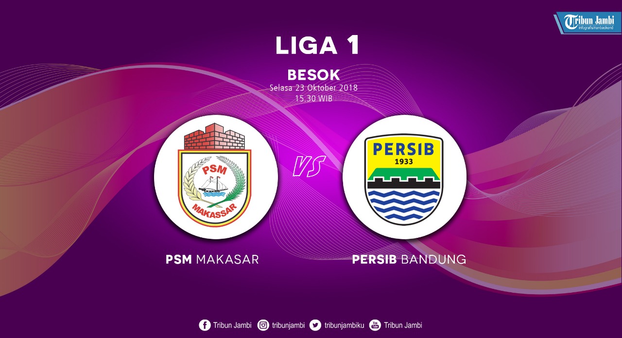 Perkiraan Susunan Pemain PSM Makassar vs Persib Bandung, Big Match Rabu 24 Oktober 2018