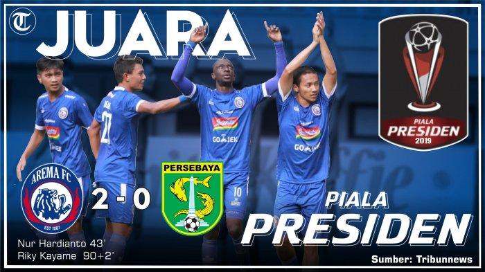 RESMI! Arema FC Juara Piala Presiden 2019, Hasil Akhir Laga Arema FC vs Persebaya Surabaya, Skor 2-0