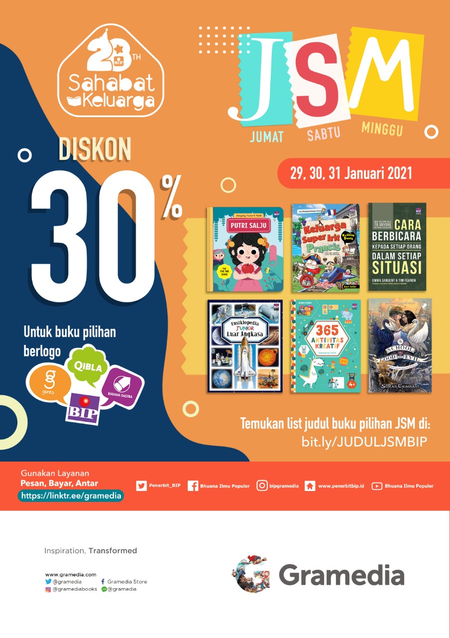 Diskon 30 Persen untuk Beragam Buku Menarik, Gramedia Jambi Hadirkan Promo ‘JSM’