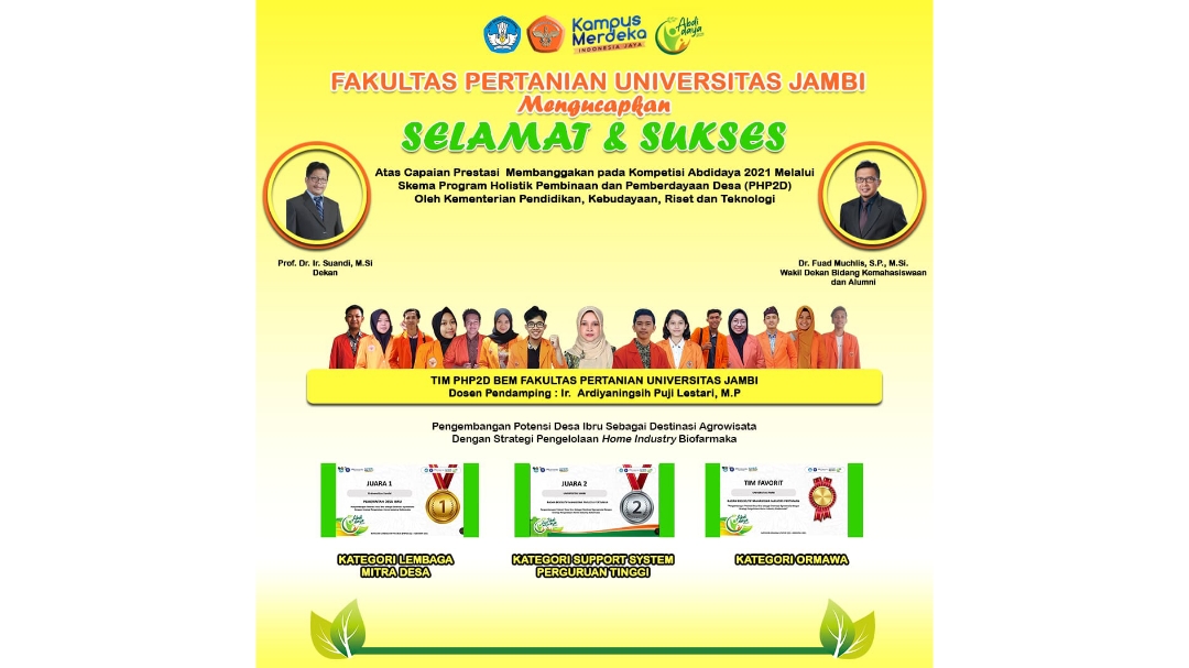 Support MBKM, Program Kemahasiswaan Faperta UNJA Raih Prestasi Nasional