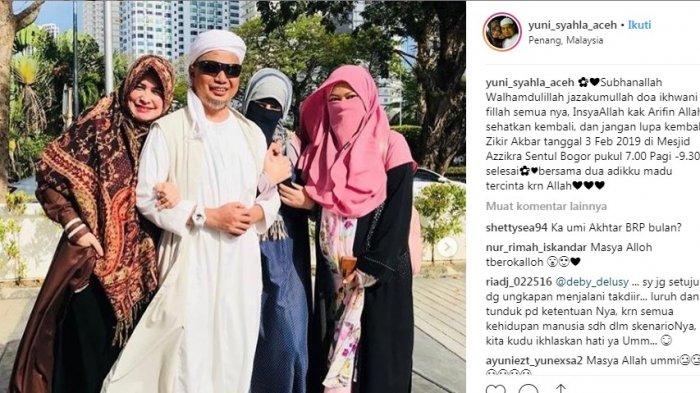 Tampak Sudah Segar dan Bugar, Ustaz Arifin Ilham pun Berpose dengan 3 Istrinya Tercinta
