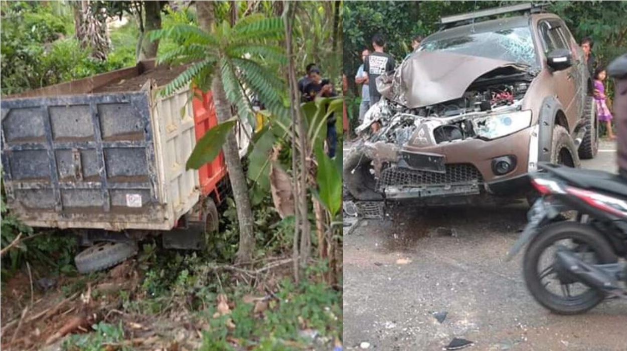 Macet Panjang Akibat Kecelakaan di Muaro Jambi, Pajero vs Truk Canter di Desa Barembang