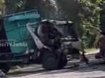 Tabrakan Adu Kambing di Jalan Lintas Jambi: Truk Batu Bara Kosong vs Mobil Boks di Batang Hari