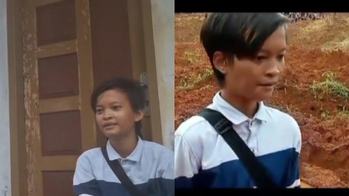 DENGAR TERIAKAN - Rifal terlihat menunjukkan area yang ia klaim sebagai lokasi korban longsor Cilacap.