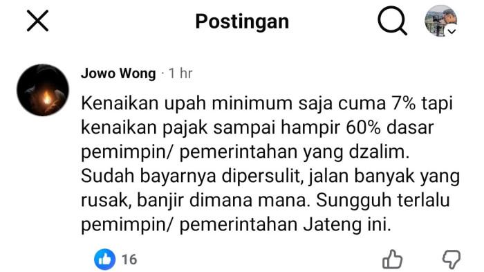 OPSEN PAJAK - Tangkapan layar keluhan warganet di aplikasi media sosial Facebook