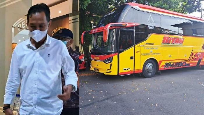 OTT CILACAP - Bus kuning yang membawa Bupati Cilacap Syamsul Aulia Rachman menuju Gedung Reskrim Polresta Banyumas, Jumat (13/3/2026).