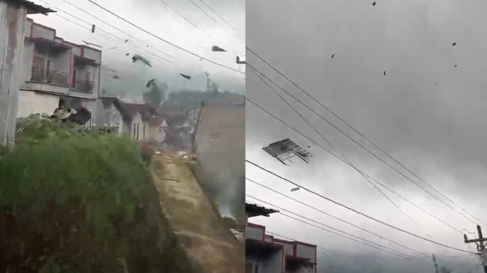 ANGIN PUTING BELIUNG - Screenshot video angin puting beliung yang menerjang di wilayah Dusun Kalideres, Desa Jatilawang, Kecamatan Wanayasa, Banjarnegara, Rabu (29/4/2026) sekitar pukul 15.00 WIB. Bukan di Desa Gumelem, Kecamatan Petungkriyono.