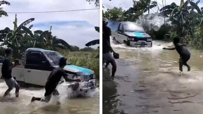 Viral Warga Lempari Mobil yang Nekat Lewat di Jalanan Banjir, Netizen Berdebat Kronologi