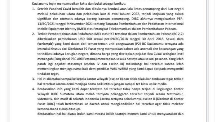 Viral Surat Pegawai Bea Cukai Kualanmu Sebut Intansinya Penuh Kecurangan yang Dilindungi Atasan