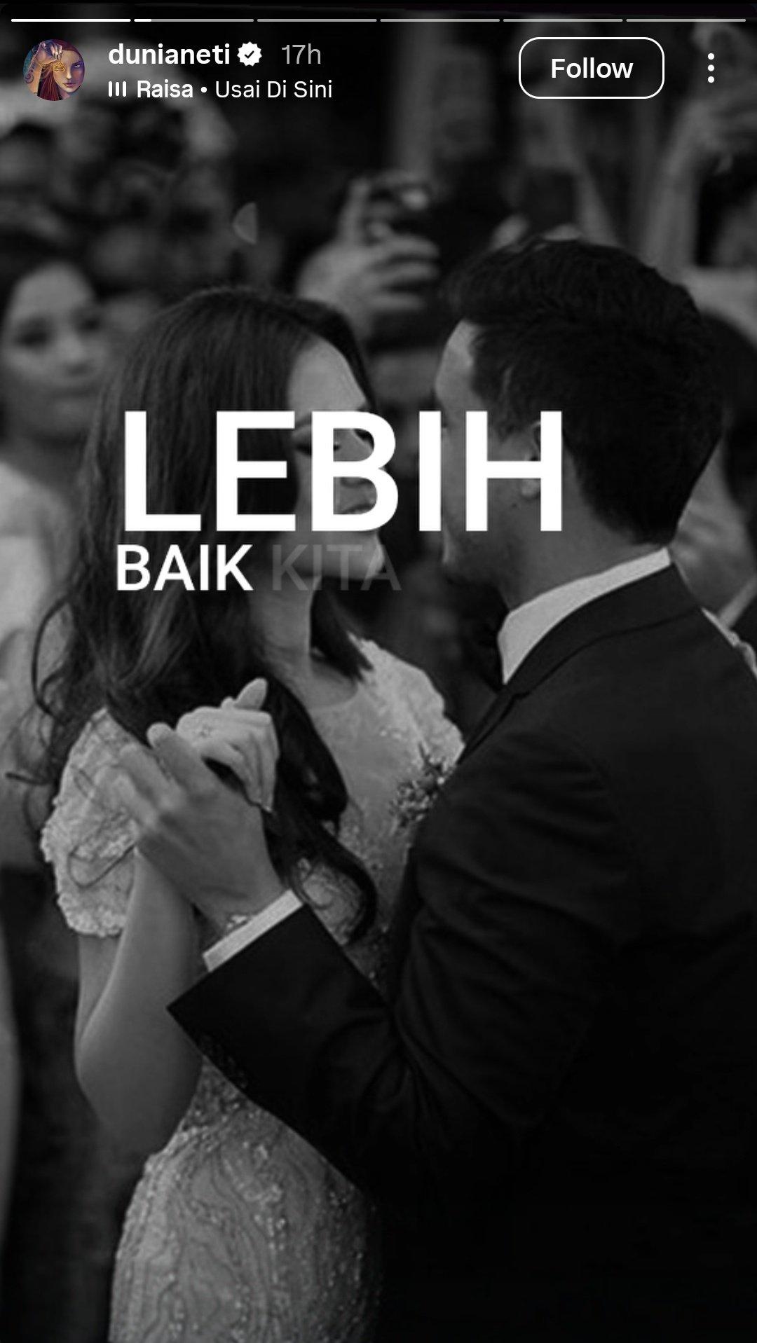 RAISA : Tangkapan layar dari Instagram @dunianeti
