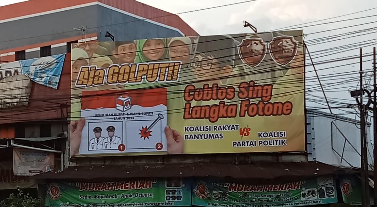 Baliho Ajakan Pilih Kotak Kosong di Pilkada Banyumas 2024 Mulai Bertebaran