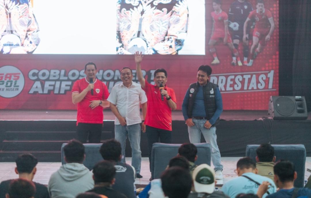 Kemeriahan Afif-Husein Hadiri Nobar Pertandingan Sepak Bola Timnas Indonesia VS Jepang