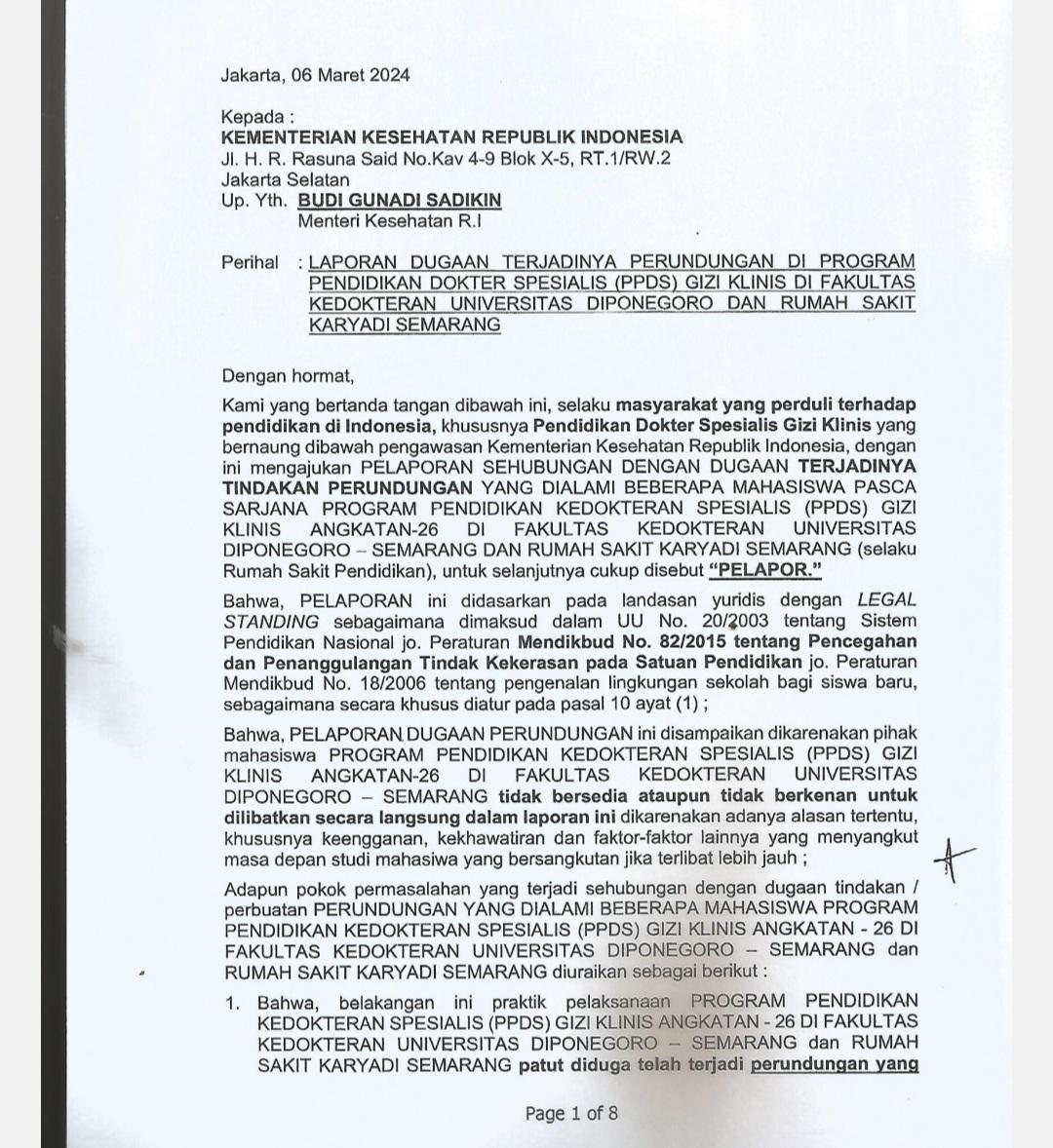 Tak Cuma Aulia, Kasus Bully di Undip dan RSUP Dr Kariadi Pernah Dialami Dokter PPDS Gizi Klinis