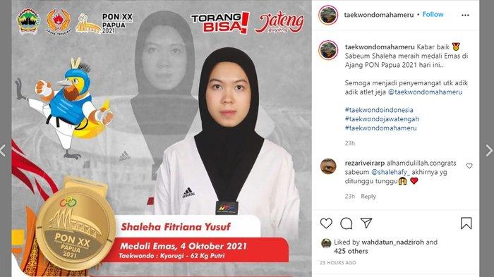 Deretan Prestasi Shaleha Fitriana Yusuf, Atlet Taekwondo Asal Sukoharjo Peraih Medali PON XX Papua
