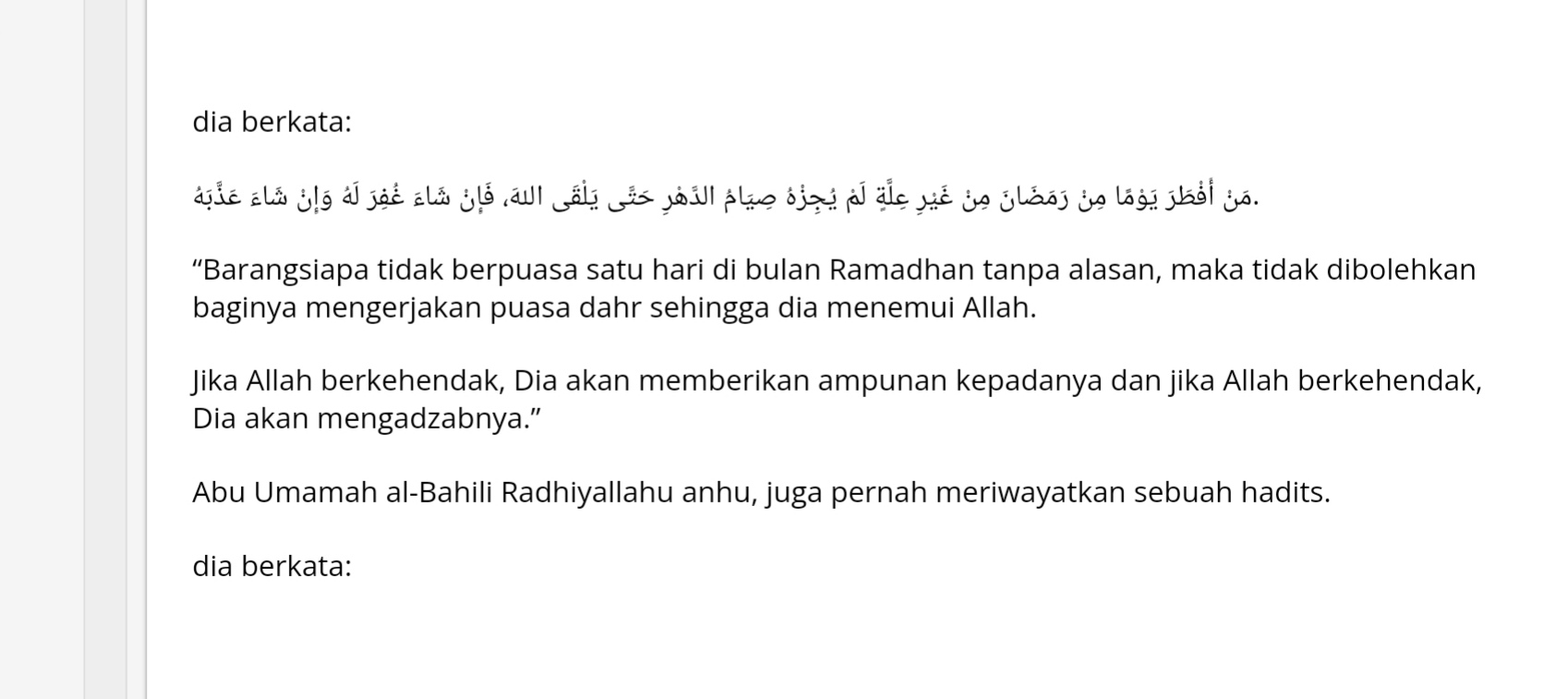 Hukum Membatalkan Puasa dengan Sengaja, Rasulullah Melihat Mulut Mereka Robek