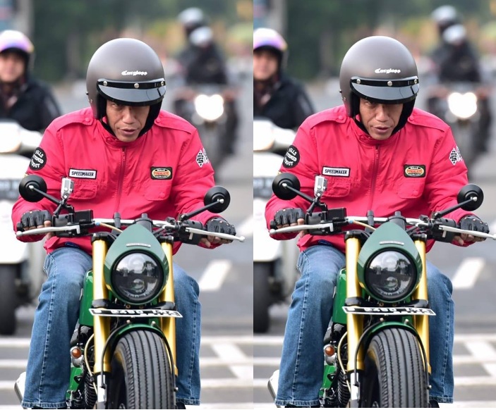 Viral Foto Jokowi Naik Motor Retro Modifikasi, Segini Harga Jaket dan Helm, Semua Karya Anak Bangsa