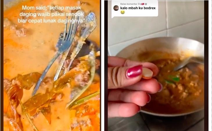 Viral Emak-emak Masak Daging dengan Pil Paracetamol Hingga Sendok Garpu Agar Cepat Empuk