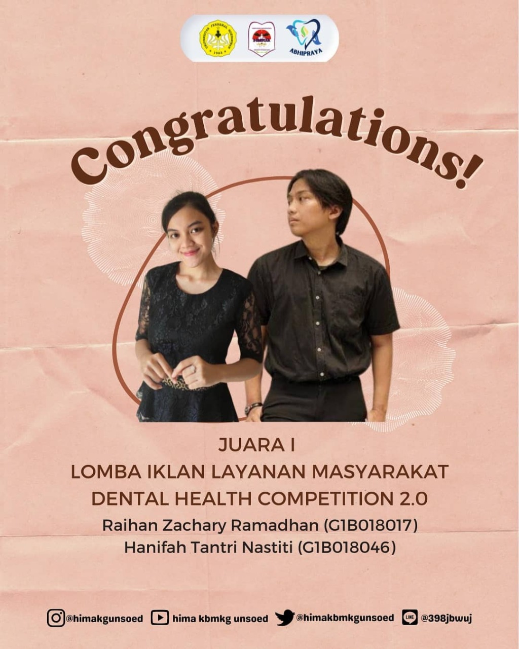 Mahasiswa KG Unsoed Purwokerto Raih Juara I Lomba Iklan Layanan Masyarakat Dentco 2.0