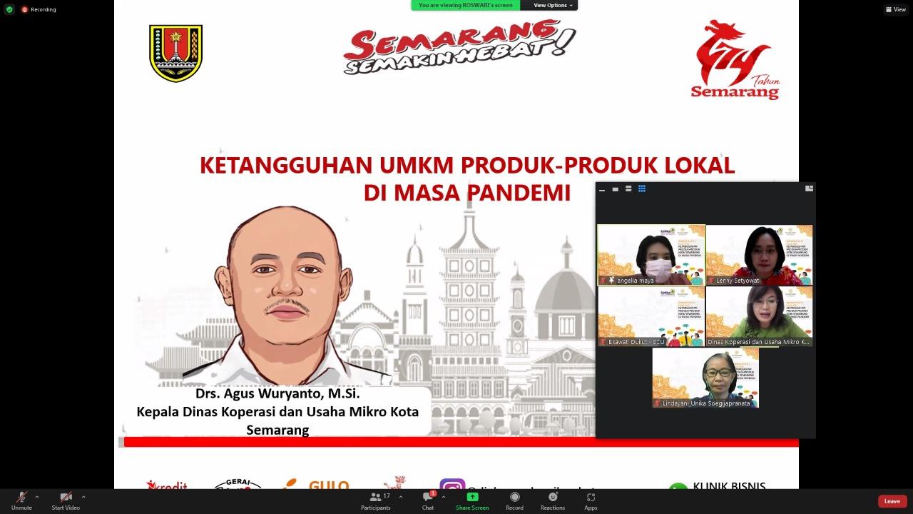 The Java Institute Unika Soegijapranata Gelar Webinar Ketangguhan UMKM Kota Semarang di Masa Pandemi