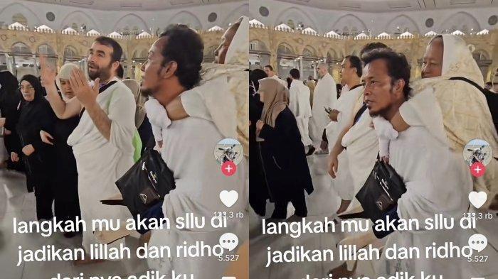 Mirip Kisah Sahabat Nabi, Sekdes Pasuruan Gendong Ibu saat Tawaf Kelilingi Ka'bah, Aksinya Viral